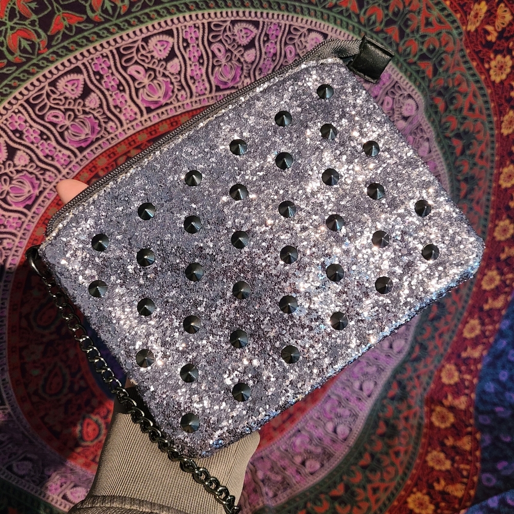 Charcoal Gray Glitter Purse